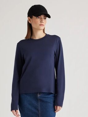 NWT Cotton Modal Relaxed Long Sleeve Tee / Navy / M